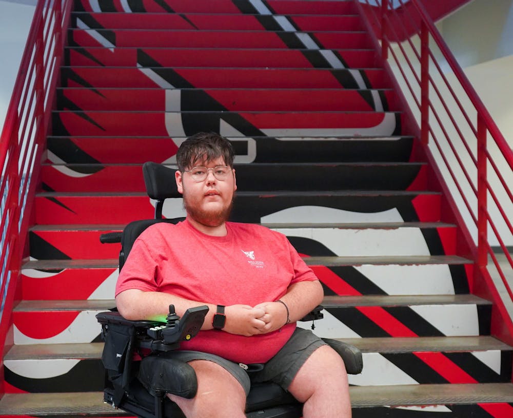 Grad student James Nichols posses for a photo Sept. 17 Worthen Arena. Nichols at times has felt excluded when attending games at Ball State. Isabella Kemper, DN