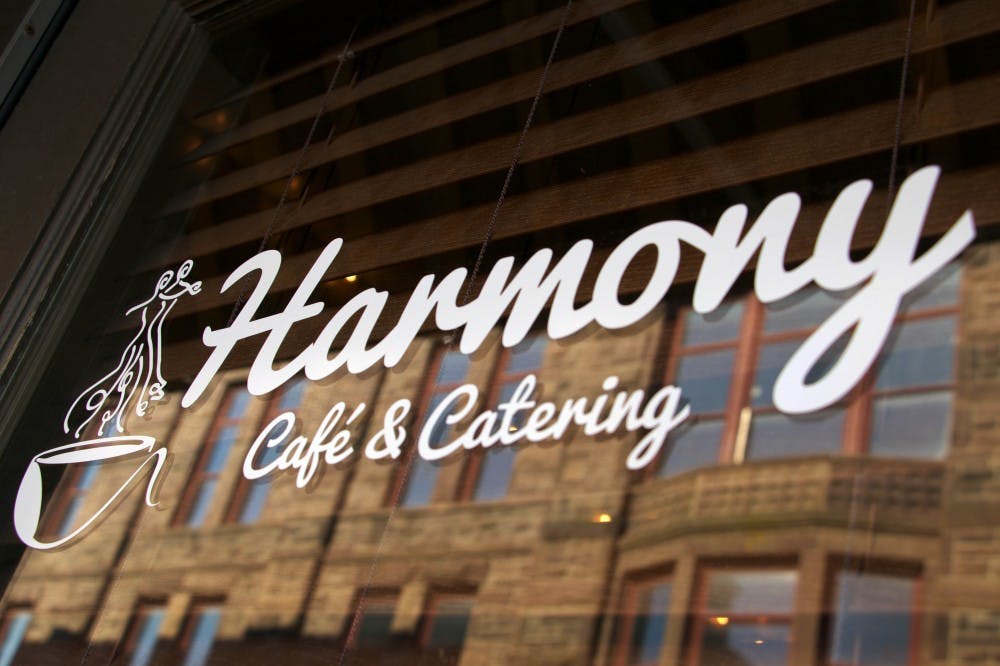 Harmony Café is a small corner shop located on Jackson Street in downtown Muncie, Indiana Jan. 18, 2018 (NEWS 397/Mara Semon).