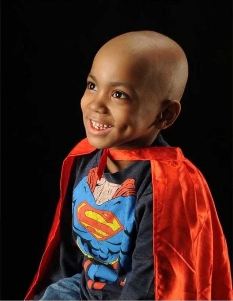  K.J. McKenzie poses in his Superman gear after his first 100 days after bone marrow transplant in Detroit Mich. Keith McKenzie, Photo Provided
