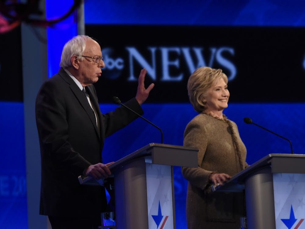 ABC NEWS - 12/19/15 - ABC News coverage of the Democratic Presidential debate from St. Anselm College in Manchester, NH, airing Saturday, Dec. 19, 2015 on the ABC Television Network and all ABC News platforms.  (ABC/ Ida Mae Astute) BERNIE SANDERS, HILLARY CLINTON