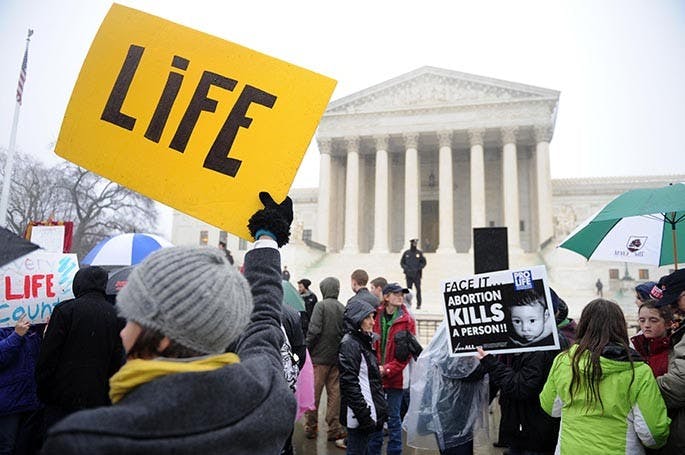 Anti-abortion activists rally outside of the Supreme Court on the 39th anniversary of the landmark Roe vs Wade case, Monday, January 23, 2012 in Washington, DC. (Olivier Douliery/Abaca Press/MCT)