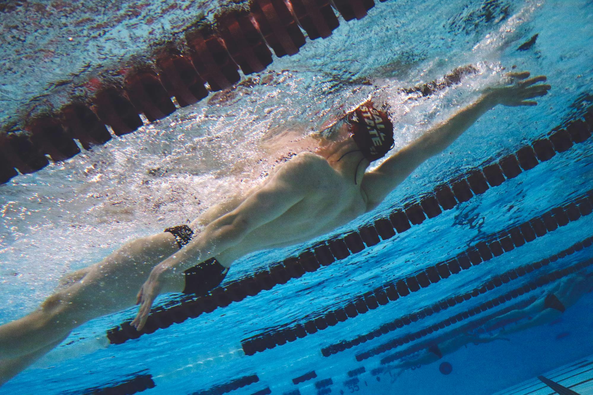 Ball State Swim and Dive team practicing individual drills for competition, pictured on Mar. 10