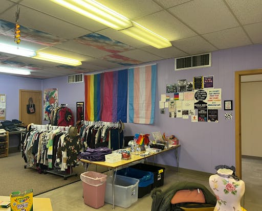 Lavender Closet displays LGBTQ+ flags and queer art in its space. 