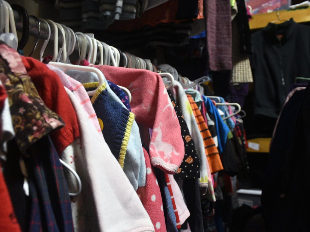 The clothes available for young children hanging Feb. 22 in Brenda's Closet in Gaston, Indiana. The closet has a variety of items for people of all ages. Ella Howell, DN