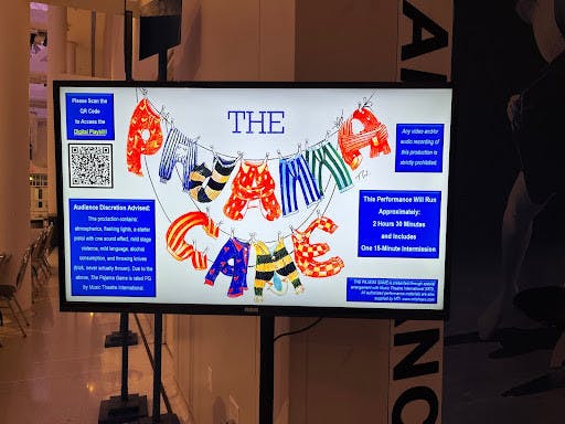 The logo of the play, The Pajama Game.