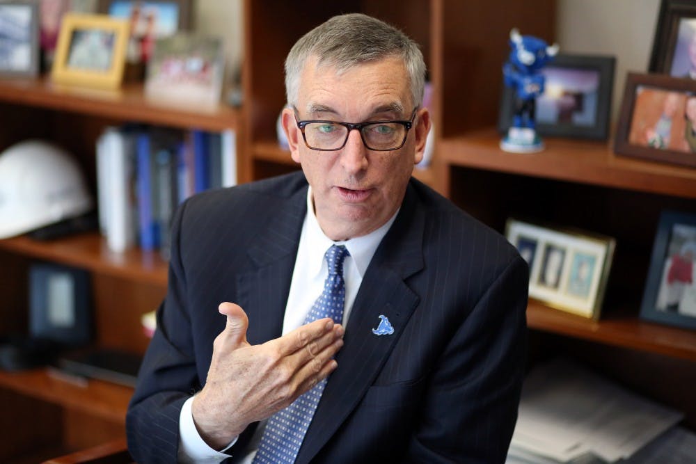 <p>Scott Weber sits in his office in 520 Capen Hall. Weber, vice president of Student Life, sat down with The Spectrum Tuesday morning to discuss student concerns and his vision for the university.</p>