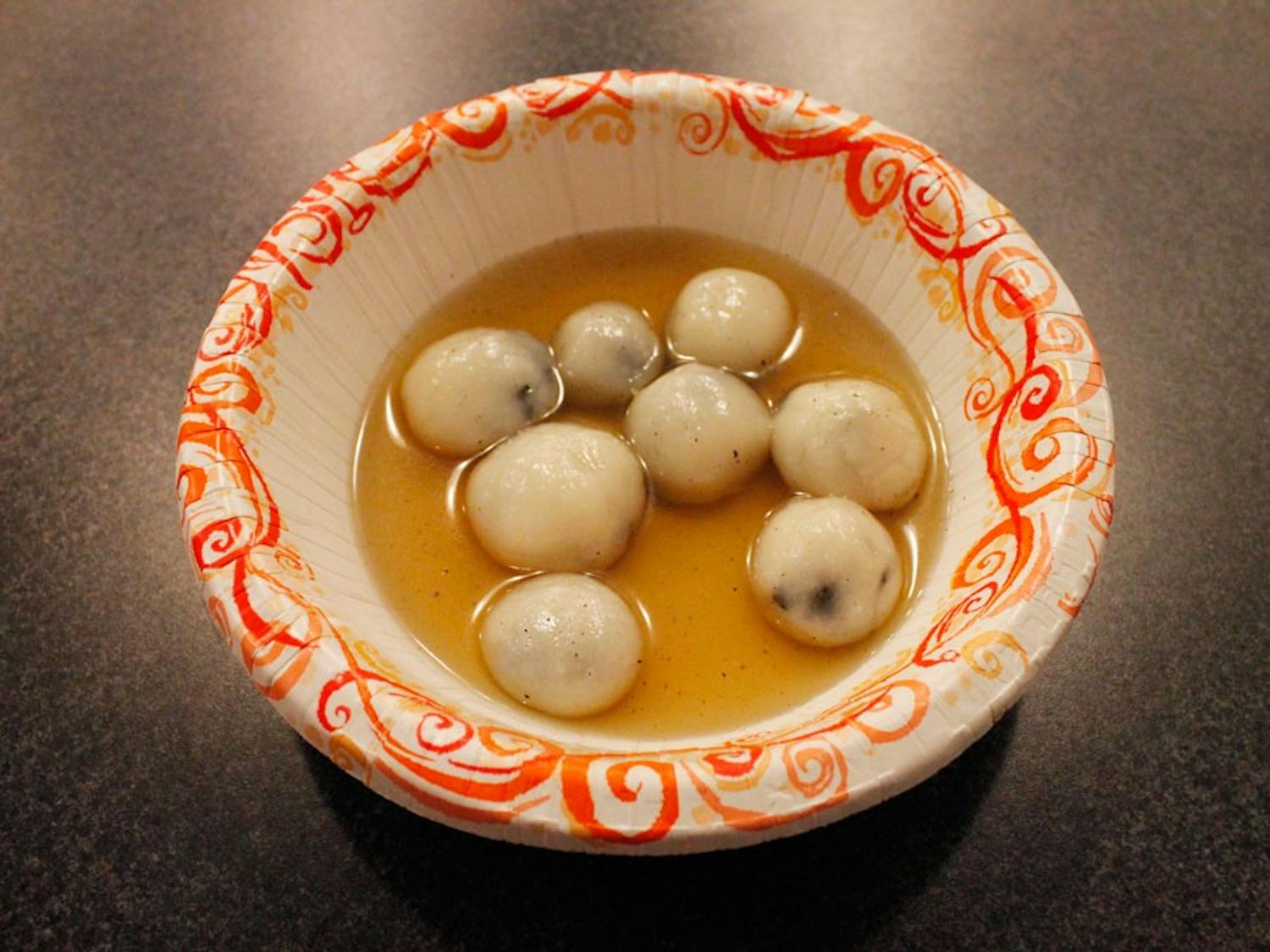 TangYuan is a traditional Chinese New Year cuisine. TangYuan is made of glutinous rice flour and sweet peanuts or sesame seeds. Chinese people traditionally eat TangYuan 15 days after Chinese New Year. 
