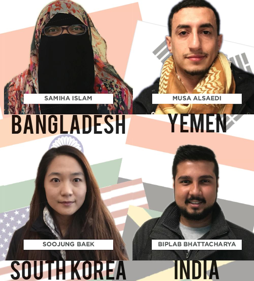 <p>Samiha Islam, Musa Alsaedi, Soojung Baek and Biplab Bhattacharya are four UB students. Muslim and non-Muslim students share their reactions to President Trump's travel ban.&nbsp;</p>