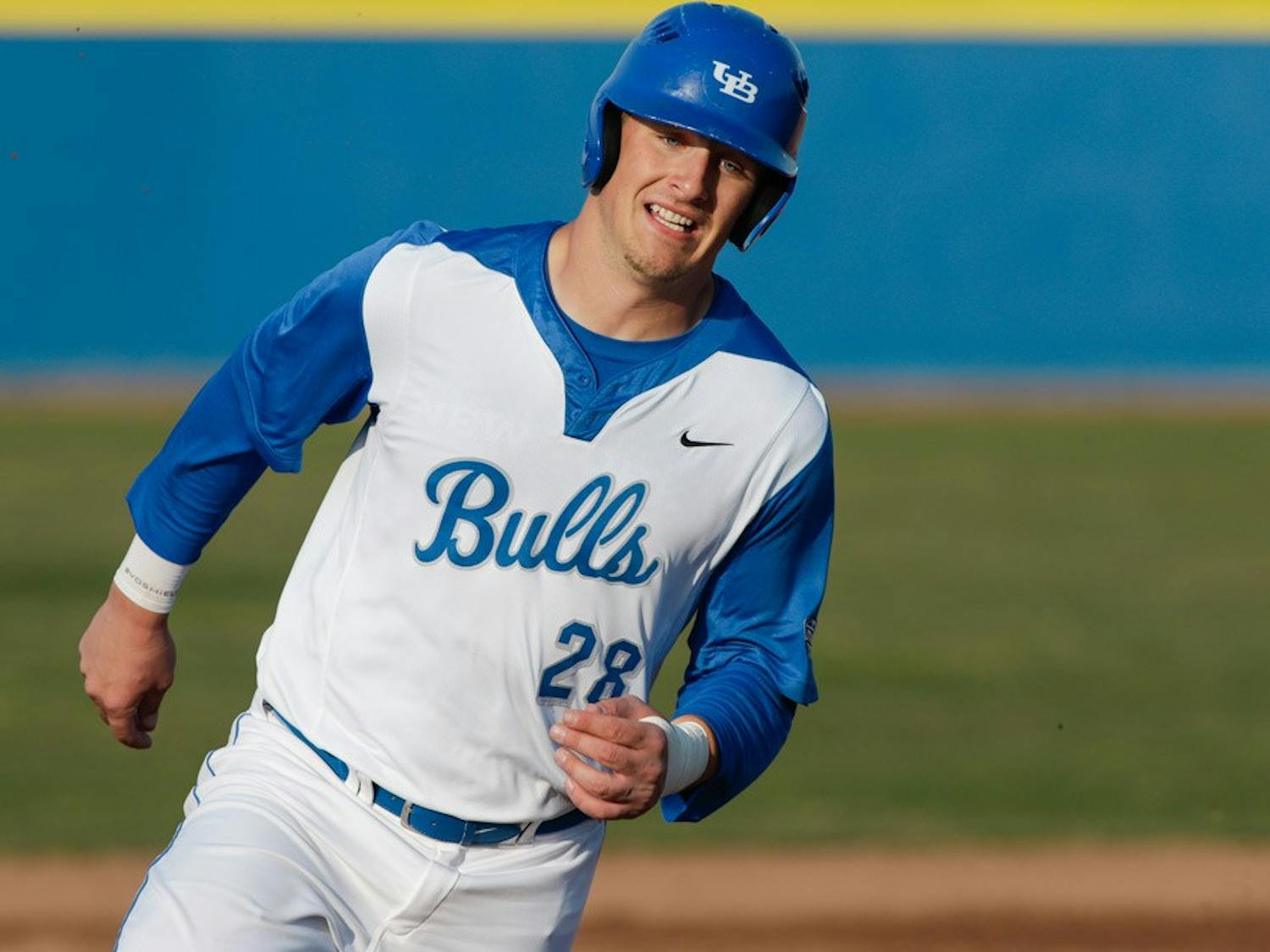 Senior Vinny Mallaro rounds the bases. UB baseball played in a three-game series against the Kent State Golden Flashes over the weekend.