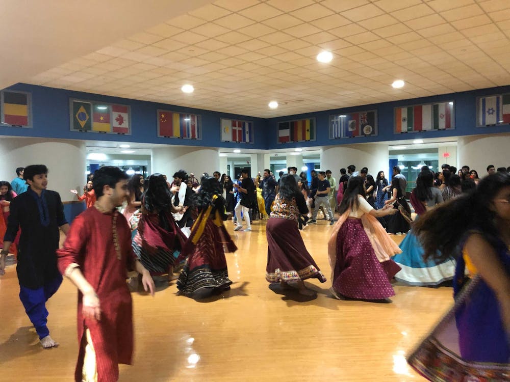 Students dance during the annual “Garba Night.”
