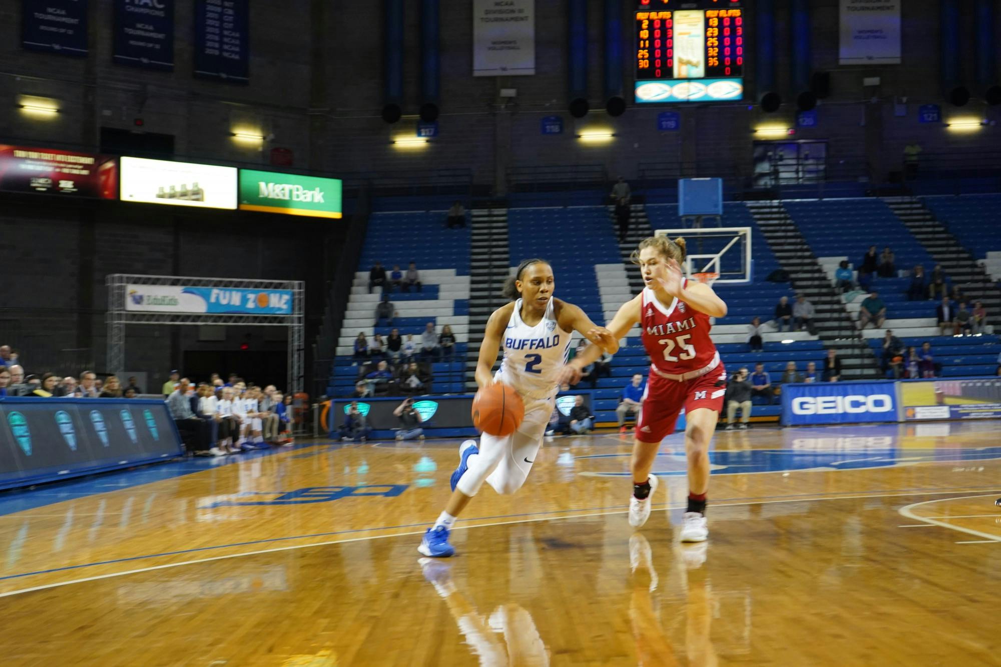 Junior guard Dyaisha Fair drives by a defender during a game in March 2020.