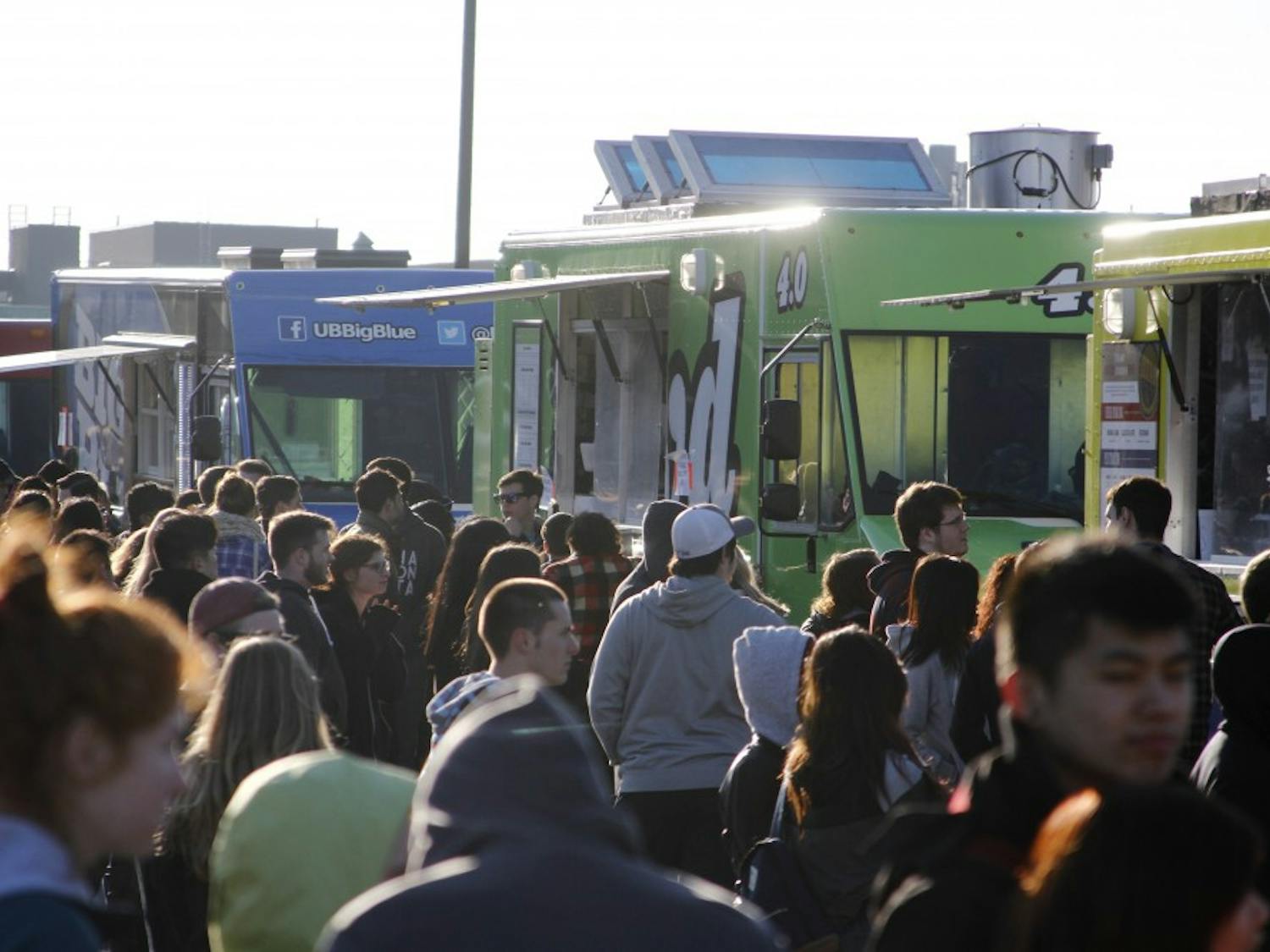 The food trucks at Buffalo Untapped, like the popular Llyoyd Taco Truck and Franks Gourmet Hot Dogs, were busy from when the event opened at 5 p.m. until the event ended at 9 p.m. Lloyd Taco Truck and UB’s own Big Blue served people until their lines ended around 9:10 p.m.