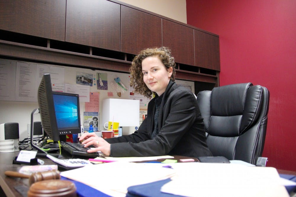 <p>GSA President&nbsp;Tanja Aho sits in her office.&nbsp;Aho is overseeing a resolution against the proposed tax reform plan.&nbsp;</p>