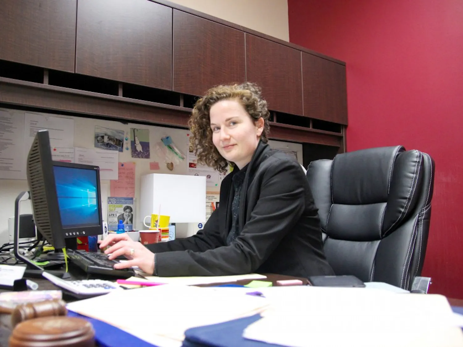 GSA President Tanja Aho sits in her office. Aho is overseeing a resolution against the proposed tax reform plan. 