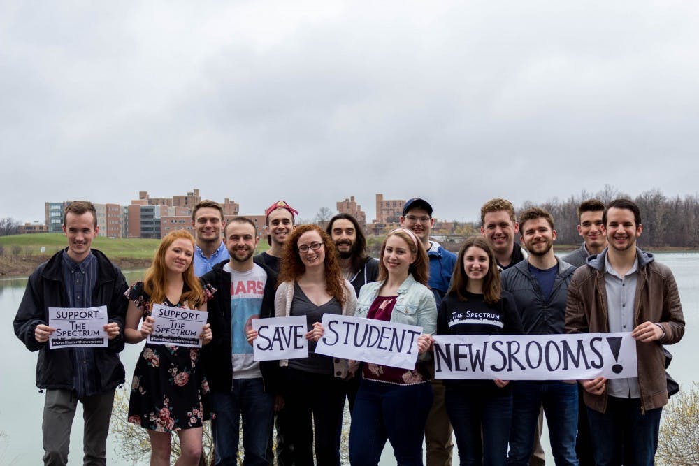 <p>The Spectrum stands with the hashtag #SaveStudentNewsrooms movement. We stand in solidarity with more than 100 college publications across the country that are advocating for editorial freedom for student newspapers because we believe in the importance of student journalism.</p>