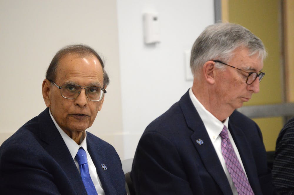 <p>President Satish Tripathi and Provost A. Scott Weber were present at the meeting, and Tripathi read a statement emphasizing "the safety and security" of the university.&nbsp;</p>