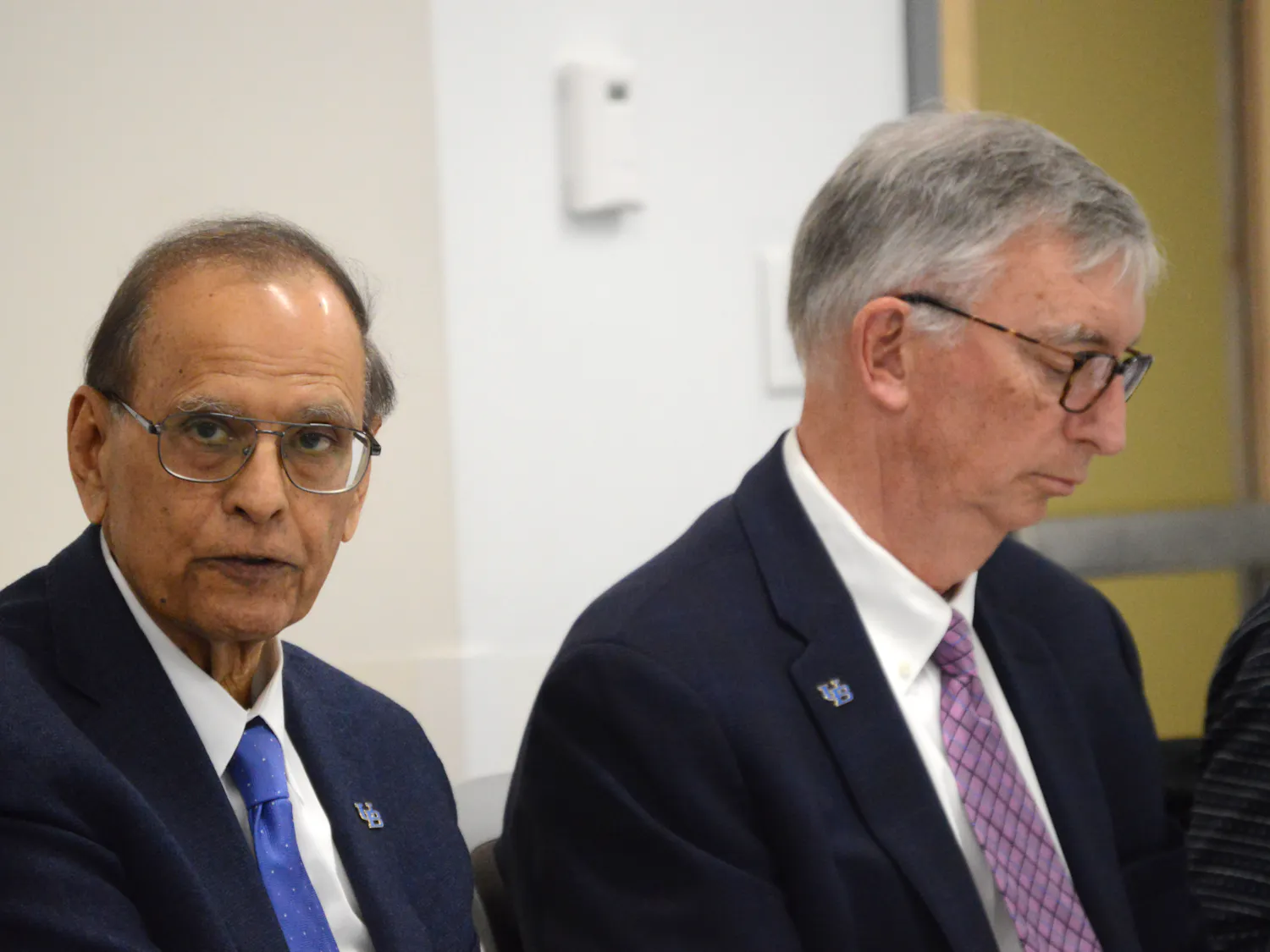 President Satish Tripathi and Provost A. Scott Weber were present at the meeting, and Tripathi read a statement emphasizing "the safety and security" of the university. 