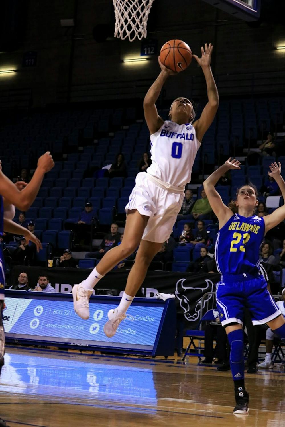 <p>Sophomore forward Summer Hemphill in action at Alumni Arena. Hemphill is considered one of the Bulls' top players who has potential to grow even more at UB.</p>