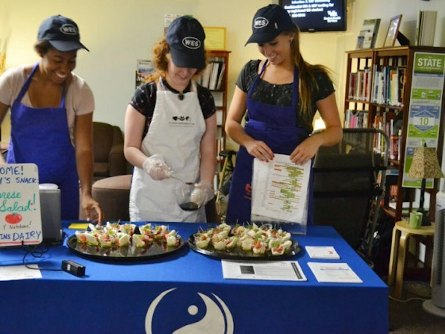 On Tuesday, Sept. 9, the Wellness Center served up a caprese salad to students looking for a healthy alternative to food available on campus. Snacking Tuesdays, a weekly program, serves to educate students about healthy eating and encourage them to make better choices for themselves. Lily Weisberg, The Spectrum