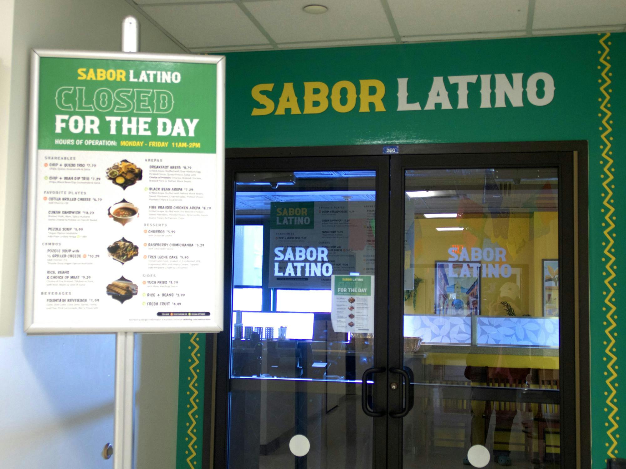 Sabor Latino, the new Latin-themed campus eatery located on the second floor of SU is now open with limited hours.