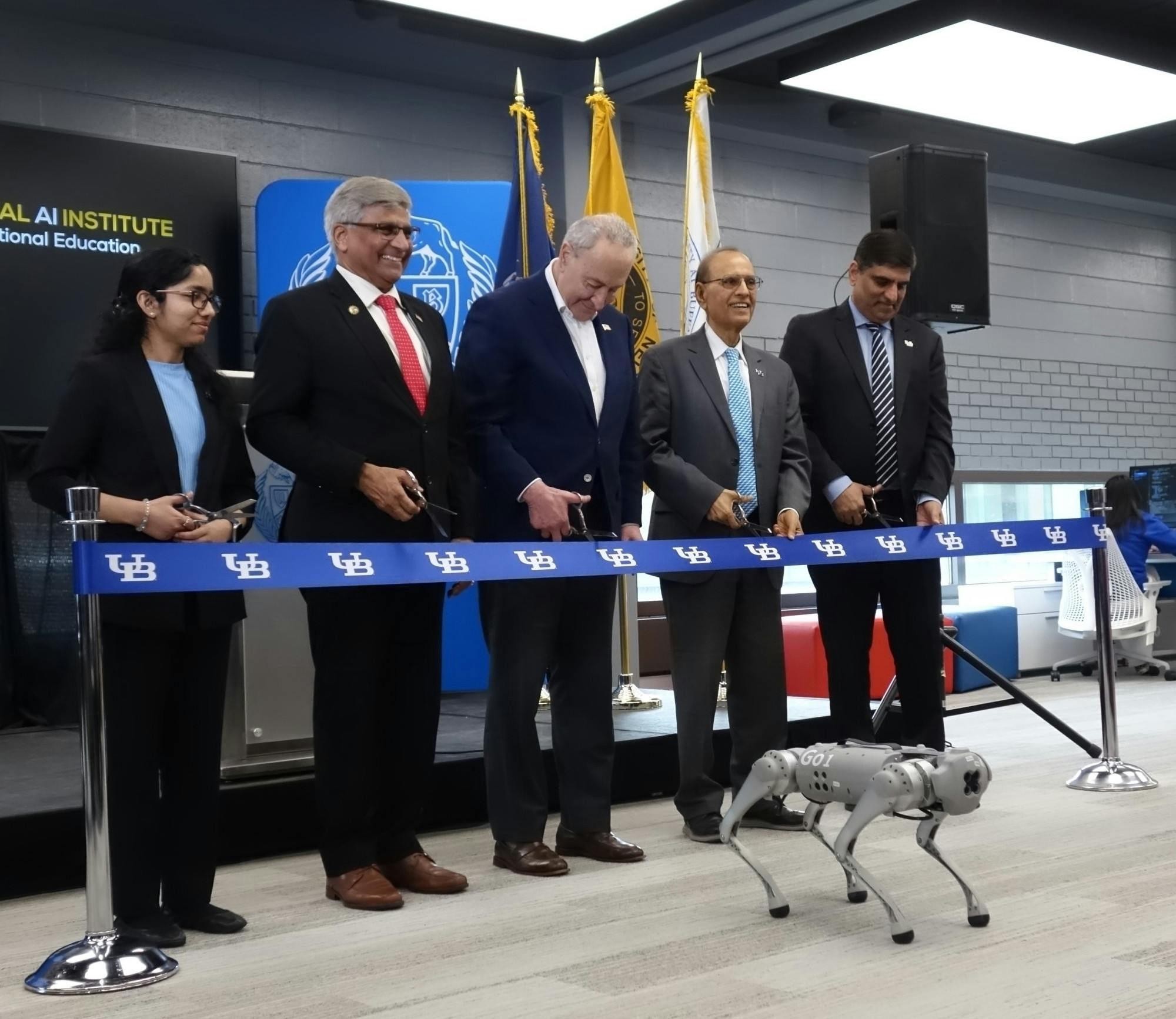 Federal and university officials cut the ribbon on UB’s National AI Institute for Exceptional Education on Tuesday. &nbsp;