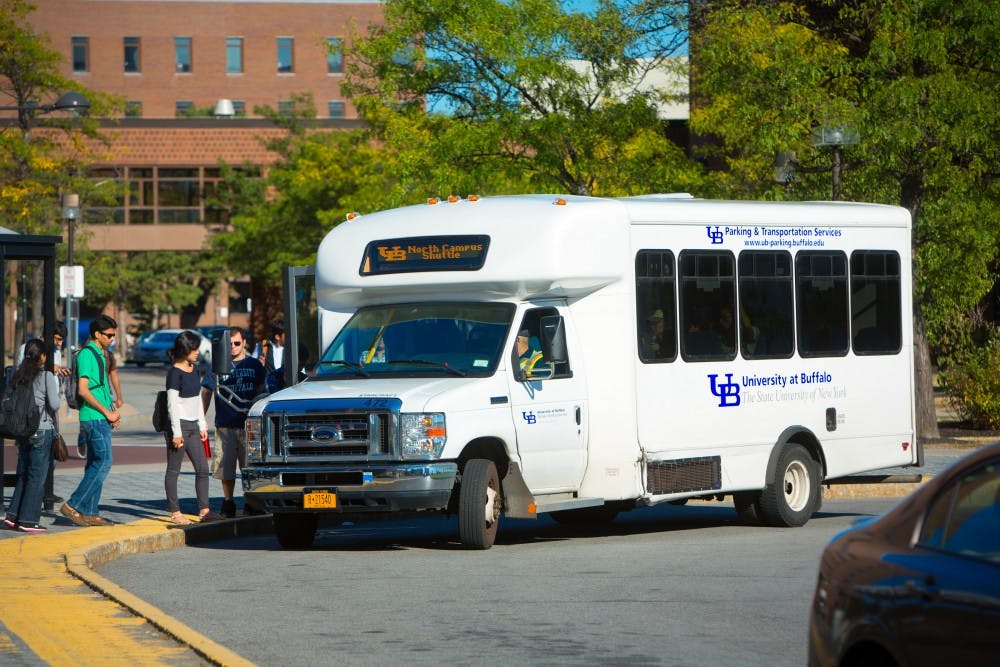 Parking and Transportation Campus Shuttle Bus at the Flint LoopPhotograph: Douglas Levere