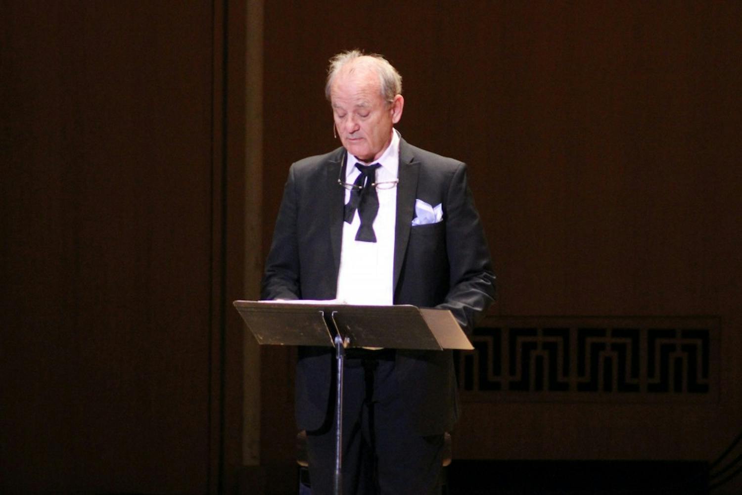 Actor and comedian Bill Murray took to Kleinhans Hall Wednesday night and read and performed&nbsp;classic pieces of American literature in "New Worlds," a literary and music show featuring a cellist and violinist.&nbsp;