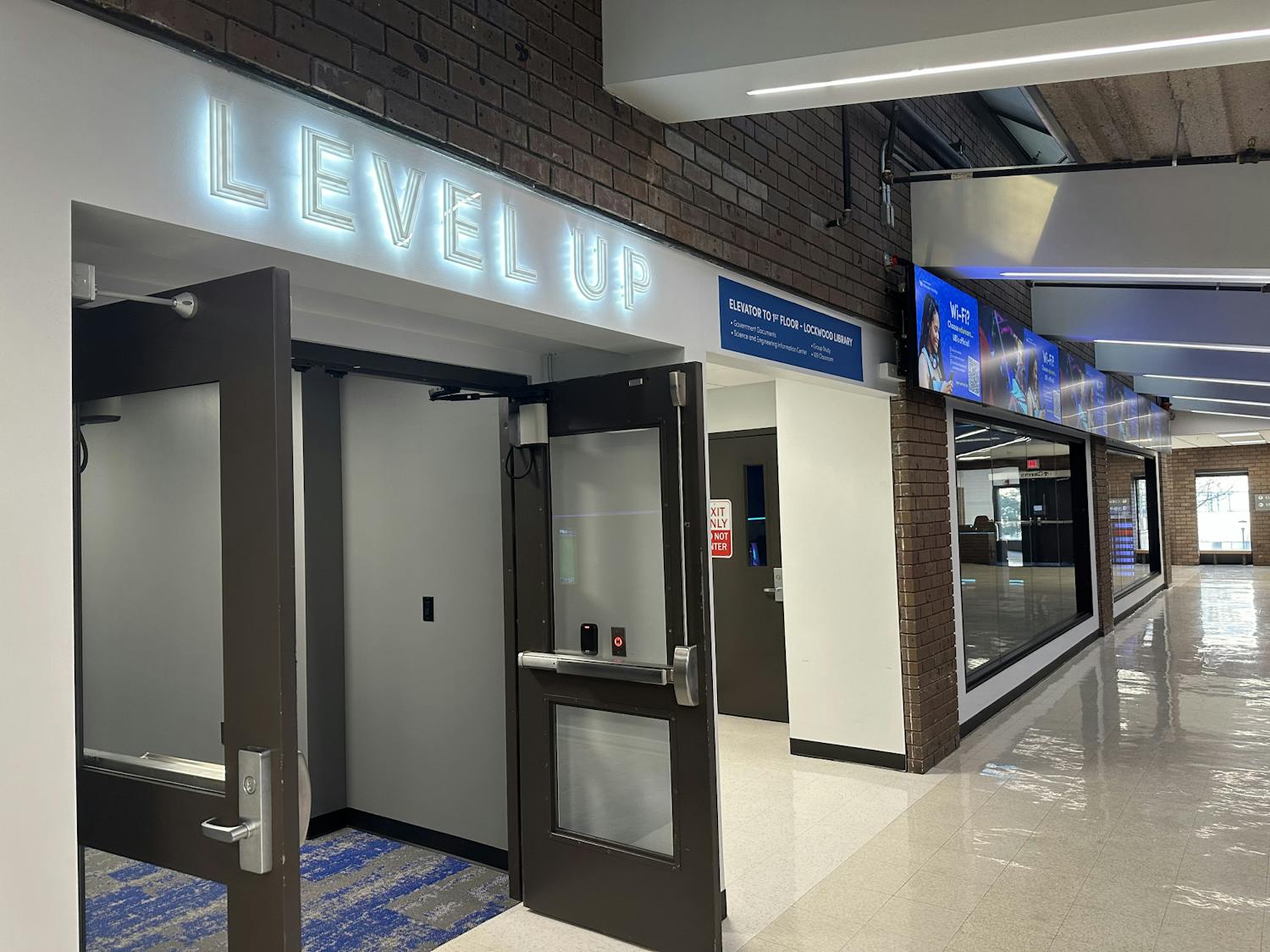 Level Up gaming lounge outside of Lockwood Library.
