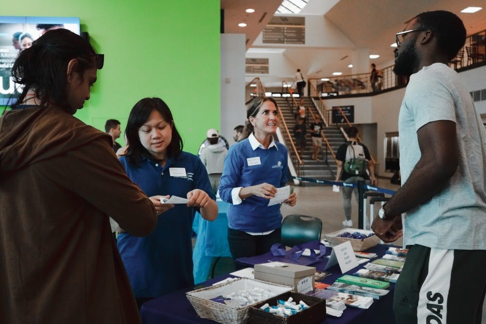 <p>Student check-in during UB’s Tuesday event for National Suicide Prevention week.</p>