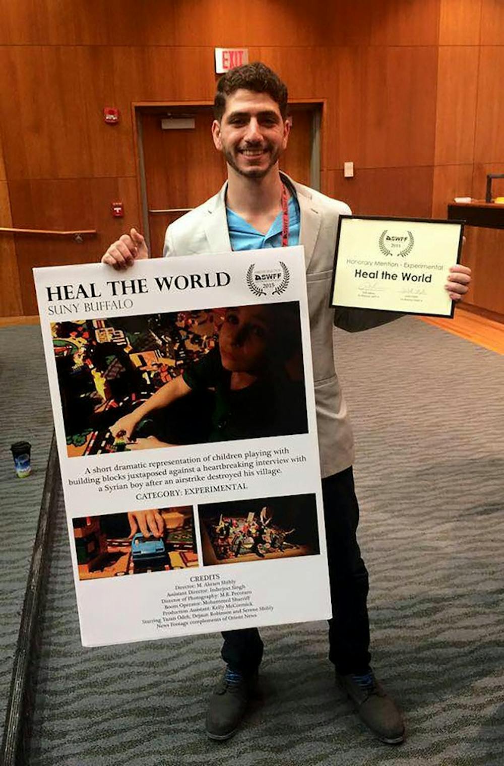<p>Akram Shibly represented Buffalo at the SUNYWide Film Festival this weekend, taking home an honorable mention for his film Heal the World.</p>
