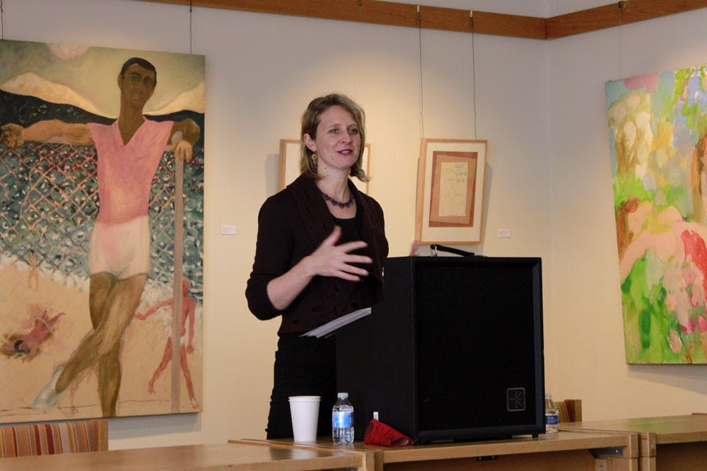 <p>Author and translator Sarah Riggs came to UB on Thursday as part of the Poetics Plus series. She used excerpts of her work to demonstrate how poetry isn’t always about the words used, but the sound they make when strung together.</p>