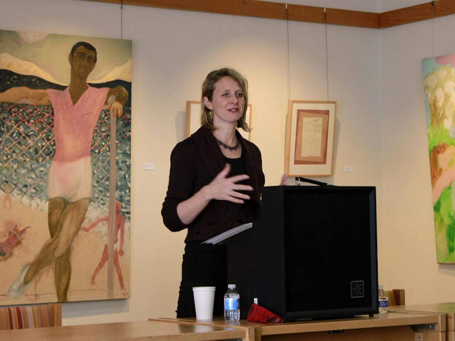 Author and translator Sarah Riggs came to UB on Thursday as part of the Poetics Plus series. She used excerpts of her work to demonstrate how poetry isn’t always about the words used, but the sound they make when strung together.