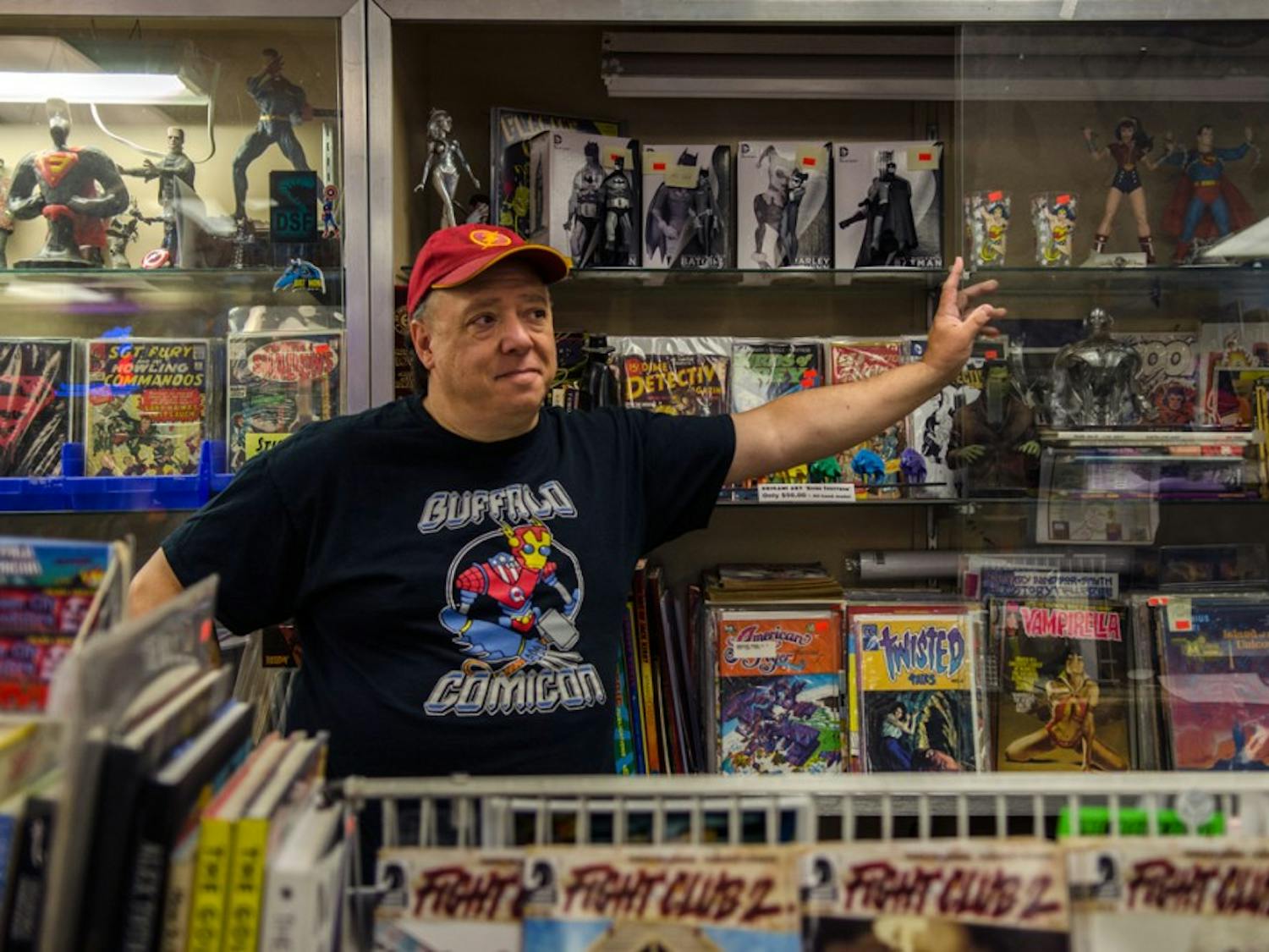 Emil Novak, Sr., owner of Queen City Bookstore on Main Street near South Campus, said recent superhero movies like those produced by DC Comics and Marvel are perfect for getting to know the different universes depicted in comic books.