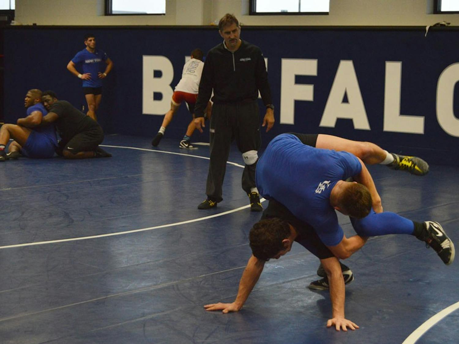 The Bulls train for their upcoming match. Buffalo will take on Central Michigan this Friday at 7 p.m. in Alumni Arena.