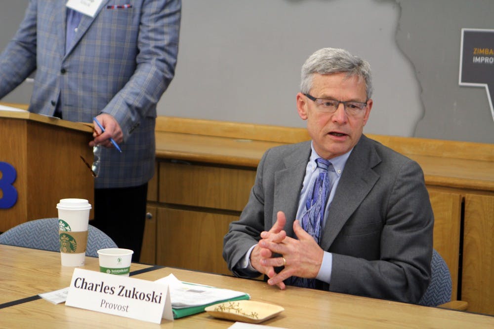 <p>UB Provost Charles Zukoski sits in a Faculty Senate Executive Committee meeting. Zukoski has recently argued with Faculty Senate Chairman Phil Glick over how to deal with a former professor.</p>