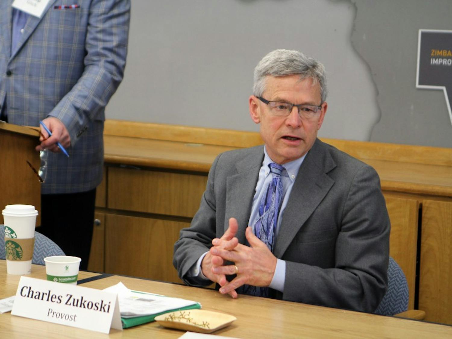 UB Provost Charles Zukoski sits in a Faculty Senate Executive Committee meeting. Zukoski has recently argued with Faculty Senate Chairman Phil Glick over how to deal with a former professor.