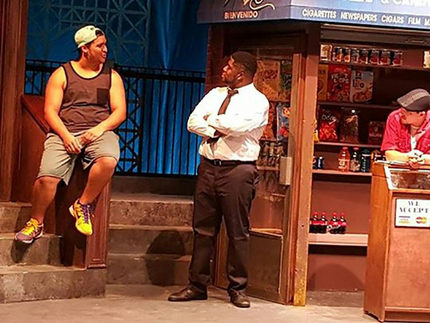 Alejandro Gabriel Gómez (far left) performs onstage as Sunny in ‘In the Heights.’