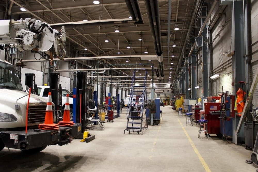 Inside the National Grid building in Buffalo. UB students recently helped National Grid reduce its carbon footprint.