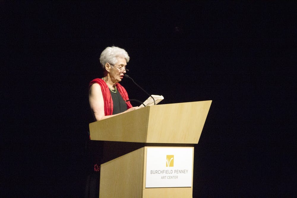 <p>Cuban-born poet and educator Olga Karman read recollections of her time in Cuba to attendees at the riverrun Global Film Series. The series, in its second year, delivered propaganda films like “Soy Cuba” (I Am Cuba) to packed audiences along with a musical performance by Wendell Rivera.</p>