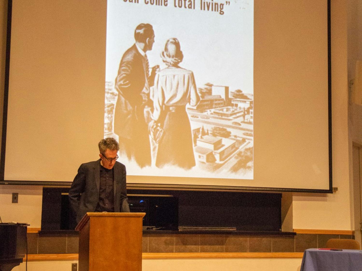Damien Keane, director of graduate studies and professor in the English department, spoke at Monday’s Humanities to the Rescue symposium. Keane talked about Marlene Dietrich, the invention of the LP and war advertisements.