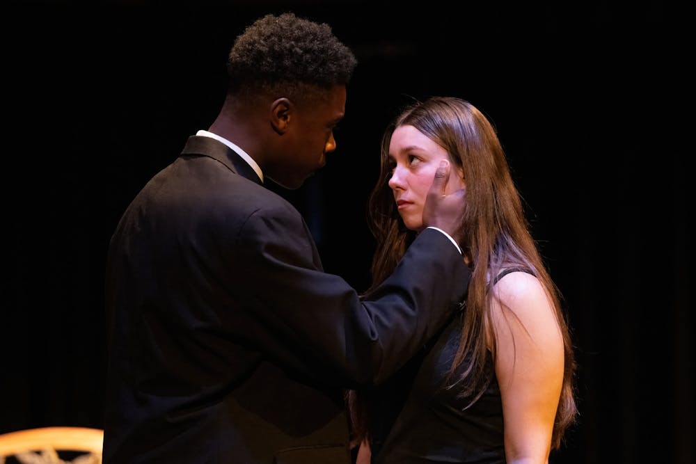 <p>Brandan Booker and Alissa di Cristo played the only two roles in the student-directed play "Gruesome Playground Injuries."</p>
