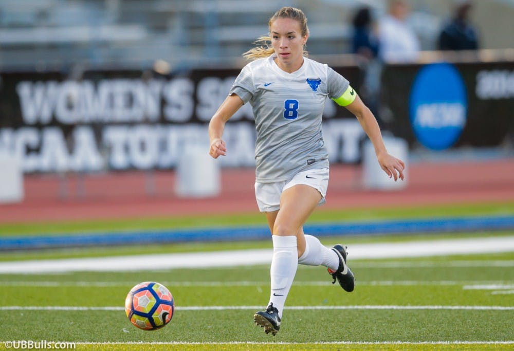 <p>Junior forward Carissima Cutrona dribbles the ball downfield. Cutrona said that the Bulls are showing signs of improvement and feels confident this season will be an improvement from the last two.</p>
