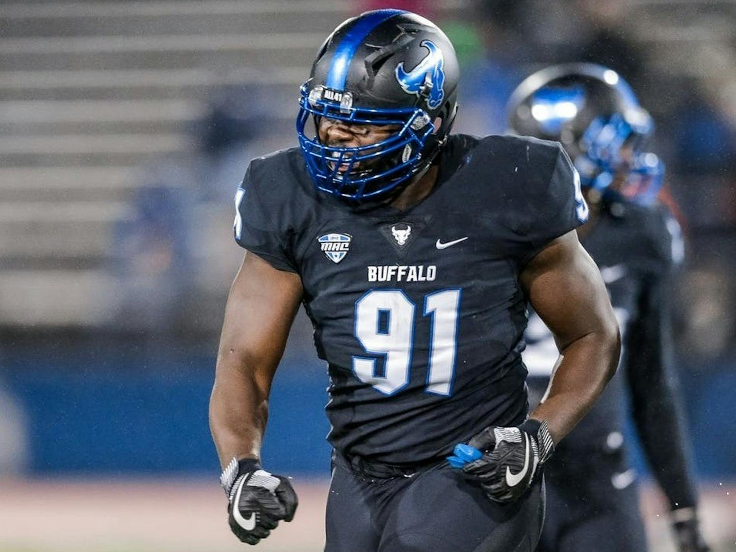 Former UB star defensive end Demone Harris is looking to raise the Lombardi Trophy for the second straight season Sunday.