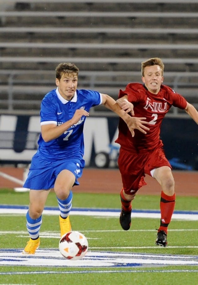 Sophomore midfielder Russell Cicerone and the men&rsquo;s soccer
team&rsquo;s season ended Saturday night with a 4-0 loss to Akron.
The loss combined with a Bowling Green victory knocked Buffalo&nbsp;out
of the final sport for the MAC Tournament. Yusong Shi, The Spectrum