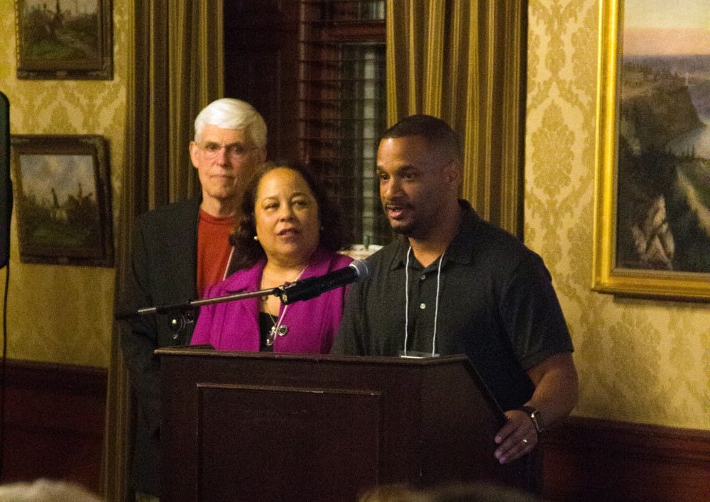 <p>Director Sean Durant, Regina Mason and Prof. William L. Andrews discussed the film “Gina’s Journey: The Search for William Grimes” on Thursday night. Nearly 100 people attended the screening and Q&A as Mason discussed her extensive research on William Grimes, the author of the first slave narrative and Mason’s great-great-great-grandfather.</p>