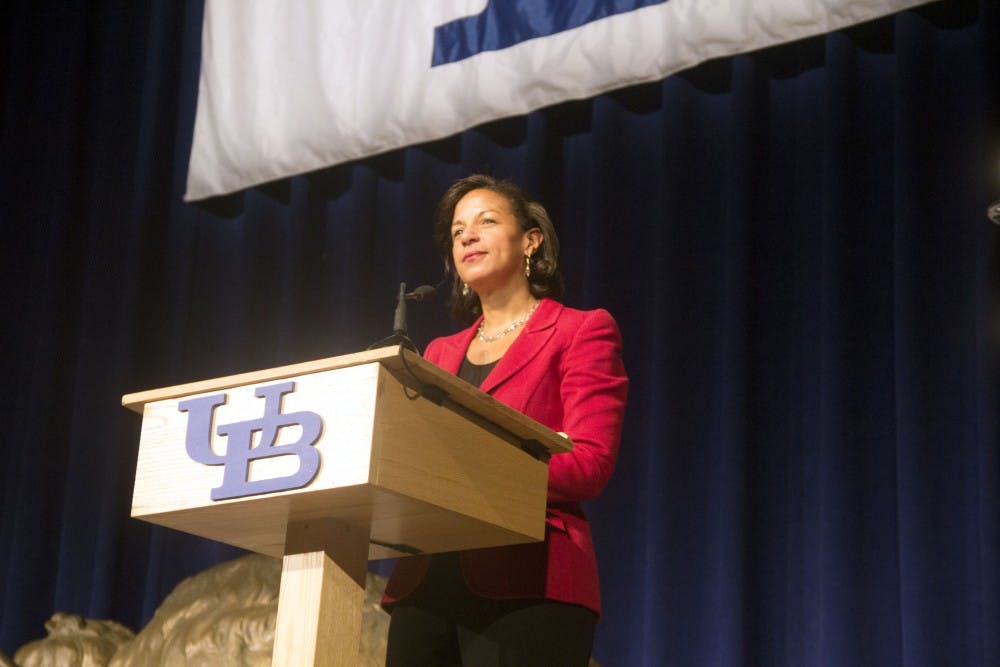 <p>24th National Security Adviser Susan Rice took to Alumni Arena for her Distinguished Speakers Series speech Wednesday night.</p>