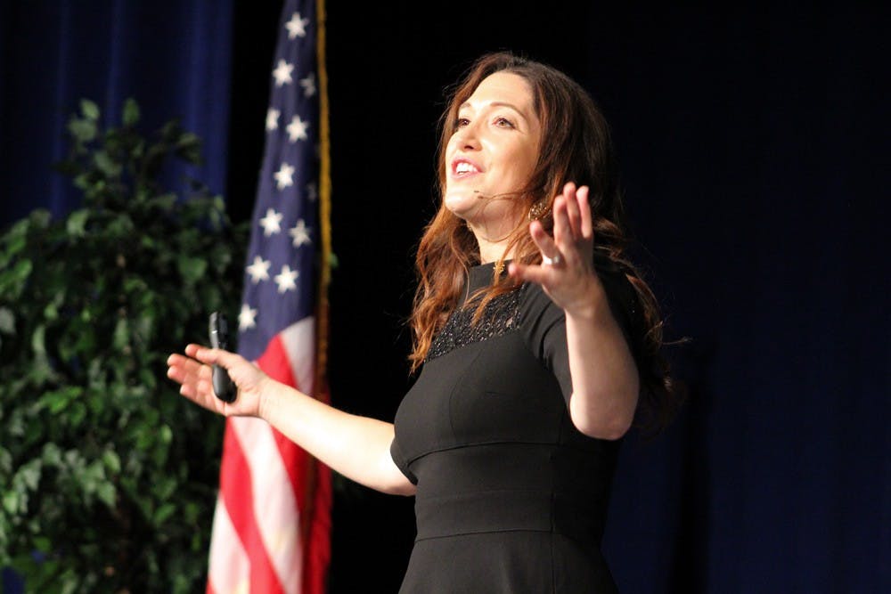 <p>Randi Zuckerberg spoke at the Distinguished Speaker Series Wednesday night at Alumni Arena. The businesswoman spoke about her experience with Facebook, the mobile workplace and how technology has become a staple in people’s lives to a fault.</p>