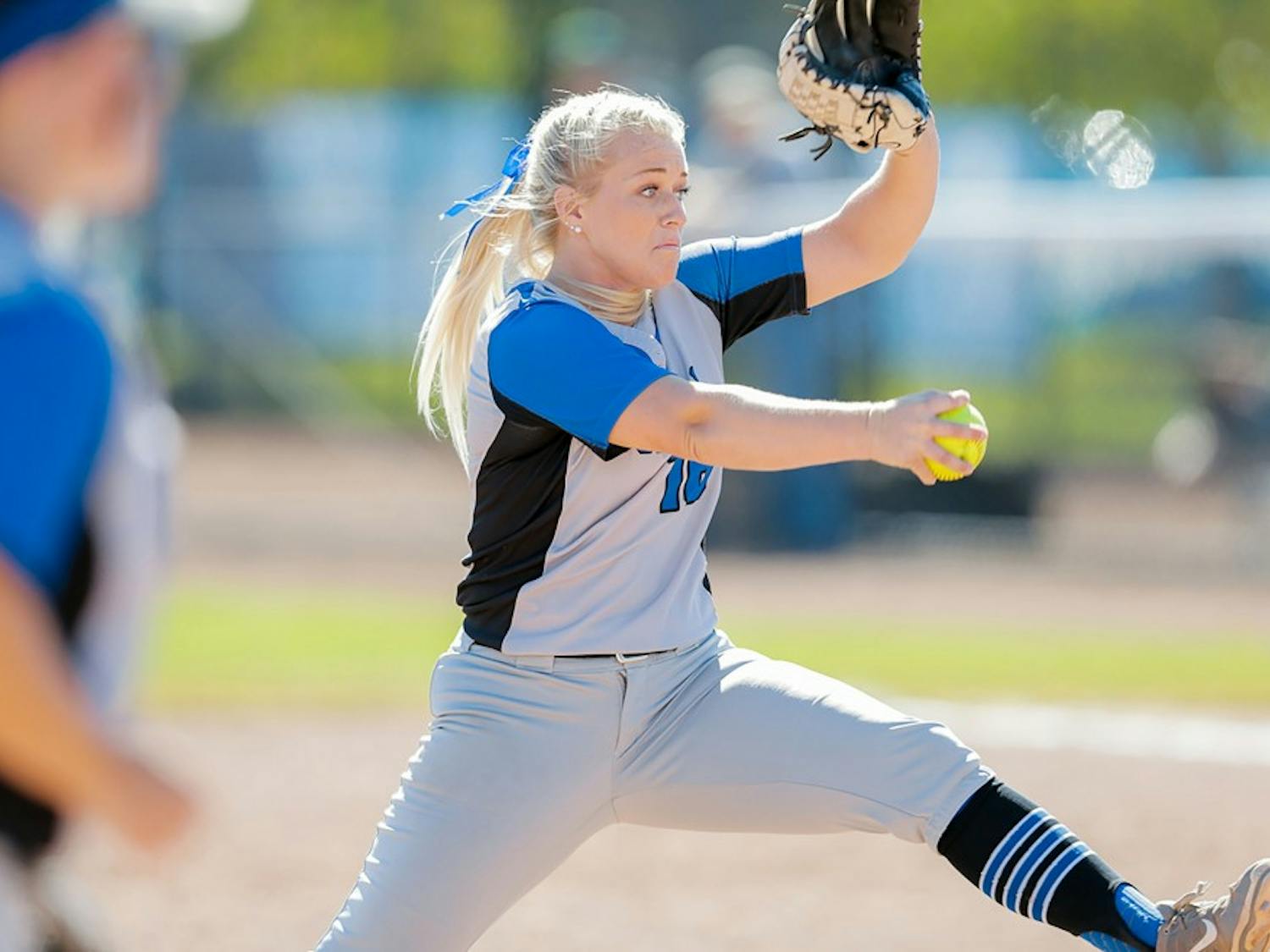 Junior pitcher Ally Power winds up for the pitch. Power and the Bulls are getting ready for a three game series against the Northern Illinois Huskies.