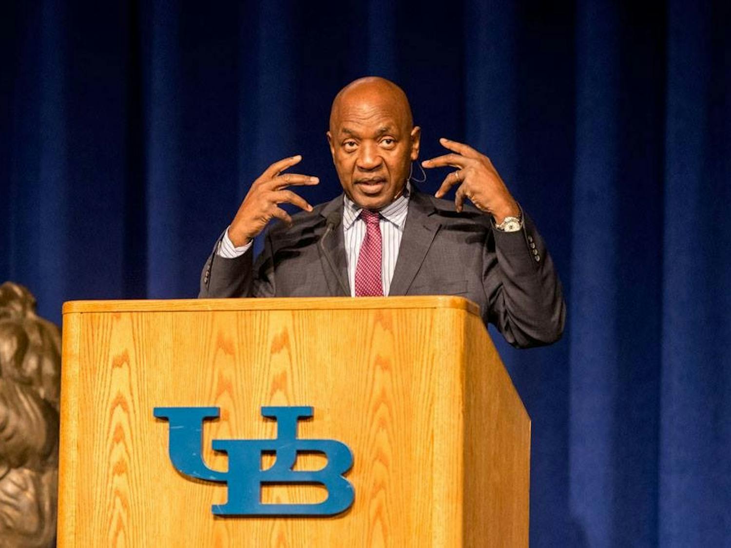 Charles Ogletree, a Harvard Law professor, spoke as the Martin Luther King Jr. Commemoration Keynote Speaker at Alumni Arena Thursday night 