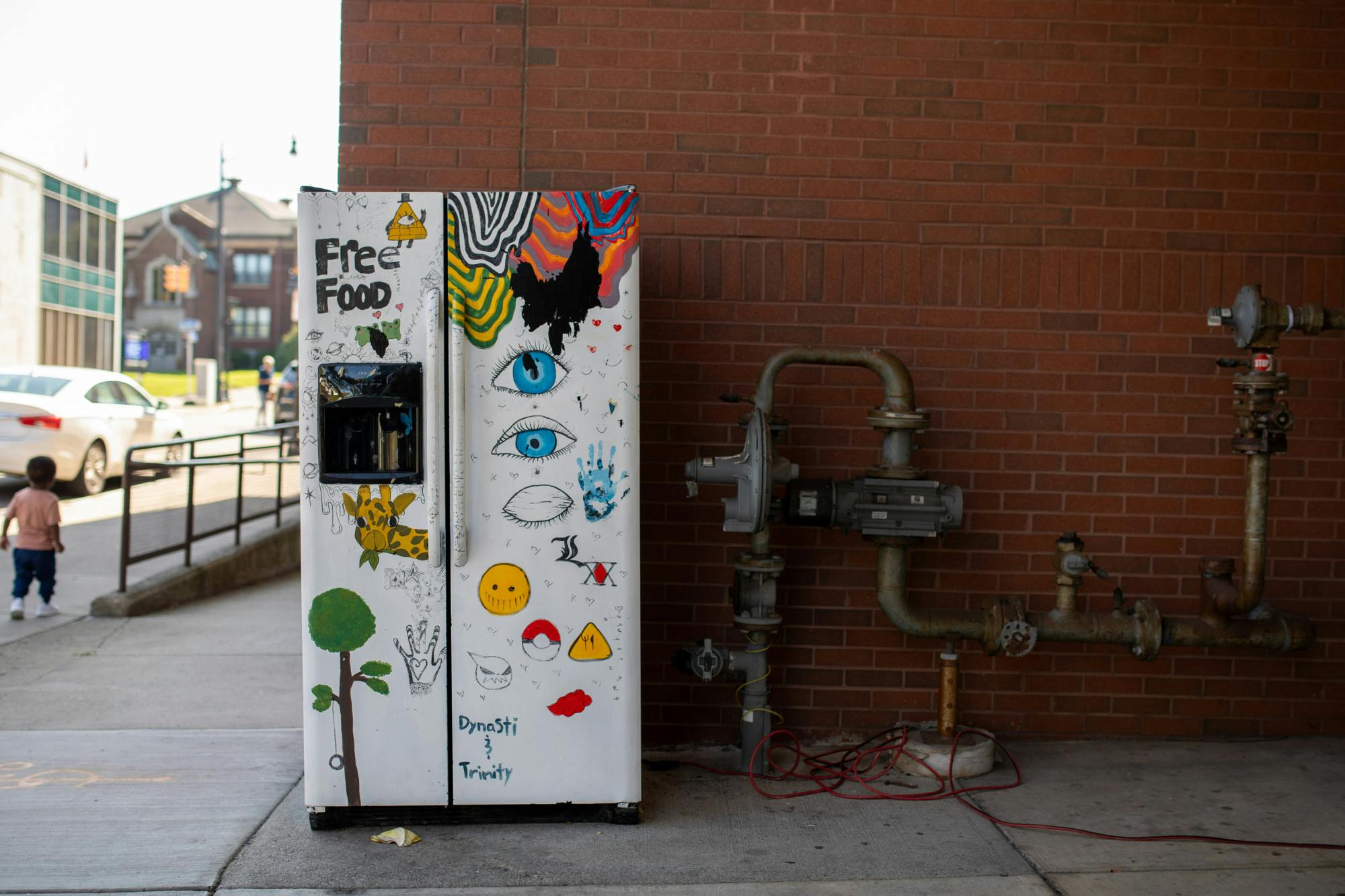 Buffalo community fridge on Main Street, near University Heights.